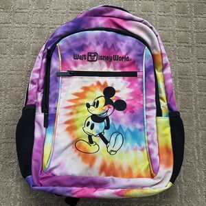 Walt Disney World  Mickey Mouse Backpack Laptop Bag USB Rainbow Tie-Dye Colorful